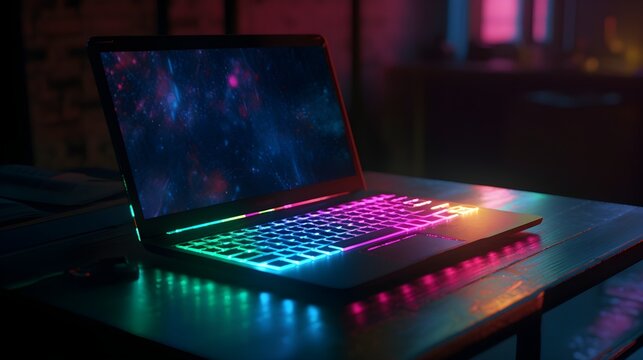 AI generative Art - A colorfoul gaming laptop
