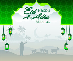 islamic theme poster for eid al adha mubarak