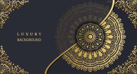 Beautiful luxury mandala design background in gold color. Decorative golden greeting card. Decoration, Decorative, Ornament, Ornamental, India, Indian, invitation, Wedding, Anniversary, Greeting card,
