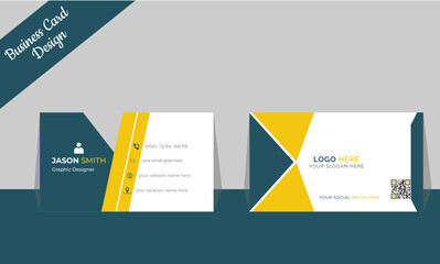 Invention business card template teal and yellow colors. Beautiful graphic sketch. Portrait and landscape orientation. Digital business card design.  Simple clean vector diagram. Modern card graph.