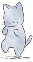 水たまりであそぶ黒猫