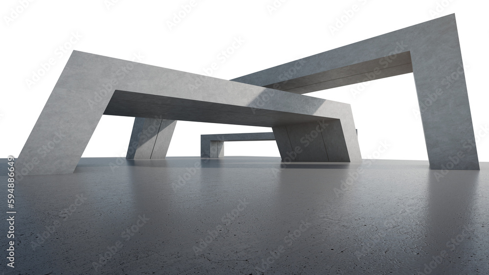 Poster abstract architecture design of modern building. empty parking area floor and concrete wall with blu