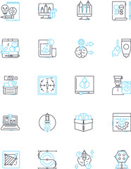 Conceptual art linear icons set. Philosophy, Abstraction, Expression, Perception, Innovation, Interpretation, Minimalism line vector and concept signs. Ideology,Creativity,Provocation outline