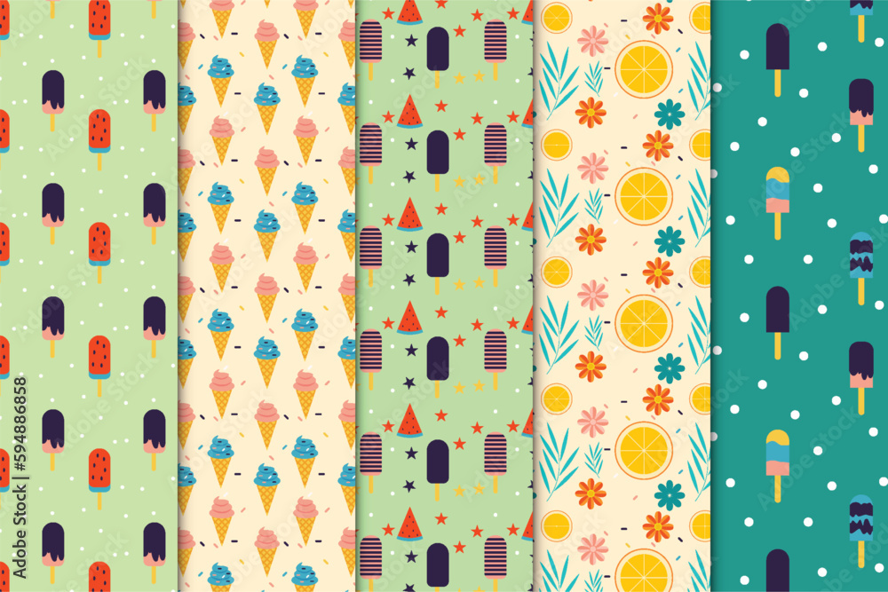 Poster ice cream repeating pattern decoration bundle for the book cover, wallpaper, and background. sweet d