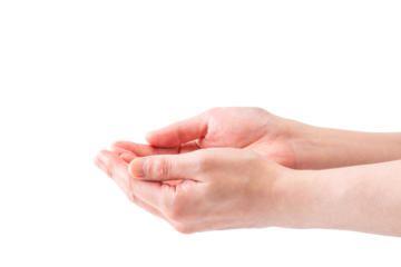 手指消毒をする手_すくう_受ける_ハンドパーツ_背景透過切り抜きpng素材