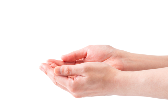 手指消毒をする手_すくう_受ける_ハンドパーツ_背景透過切り抜きpng素材