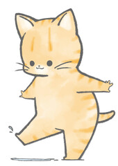 水たまりであそぶ茶トラ猫