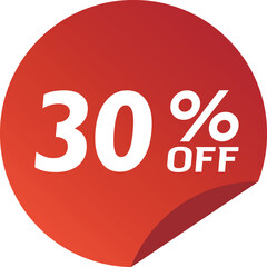 30% Discount. Special offer or shopping discount sticker.