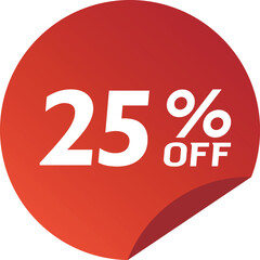 25% Discount. Special offer or shopping discount sticker.
