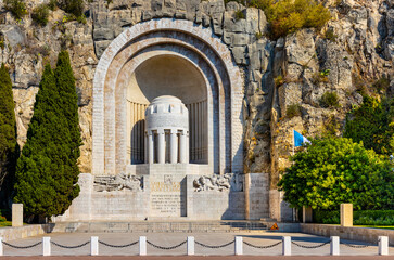 Monument aux Morts Memorial to Fallen on Rauba Capeu in World War I at Chateau Castle Hill in...