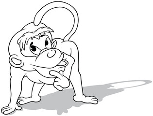 Drawing of a Monkey on All Fours is Thinking about Something