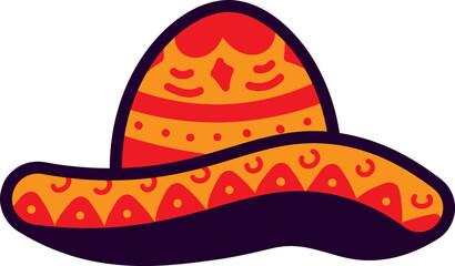 Hand Drawn Mexican Sombrero Hat Vector Illustration