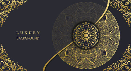 Beautiful luxury mandala design background in gold color. Decorative golden greeting card. Decoration, Decorative, Ornament, Ornamental, India, Indian, invitation, Wedding, Anniversary, Greeting card,