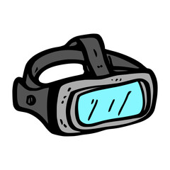 vr headset doodle illustration on isolated background