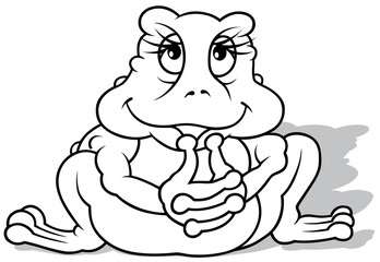 Drawing of a Pensive Frog Sitting on the Ground