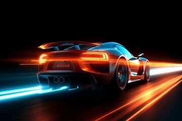 Fototapeta na wymiar Speed car lighting. Generative AI