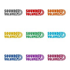 Sub woofer logo design icon isolated on white background. Set icons colorful