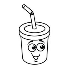 Funny soft drink cartoon characters vector illustration. For kids coloring book.