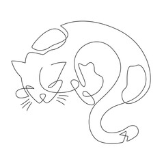Hand-drawn Cat line drawing vector. continuous line cat. kitten line art draw vector. doodle illustration. Pet line drawing illustration. minimal line art. black and white vector illustration.