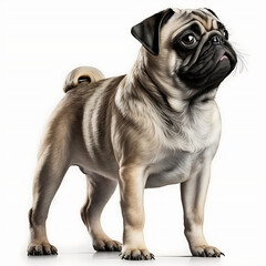 Obraz premium A Mature Pug, White Background 01. AI generative.