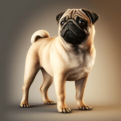 Obraz premium A Mature Pug, Dark Background 01. AI generative.