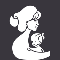  Cute cartoon illustration of mom and kid 