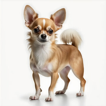 A Mature Chihuahua White Background 01. AI generative.