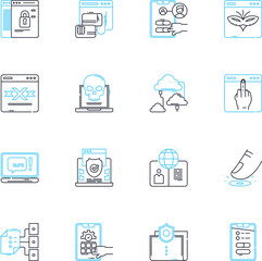 Safety linear icons set. Protection, Security, Sanctuary, Assurance, Precaution, Shield, Cover line vector and concept signs. Safety,Defense,Aid outline illustrations