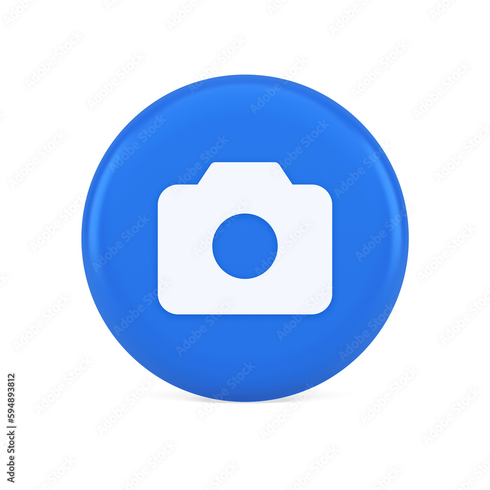 Poster camera multimedia application content creation digital button 3d realistic icon