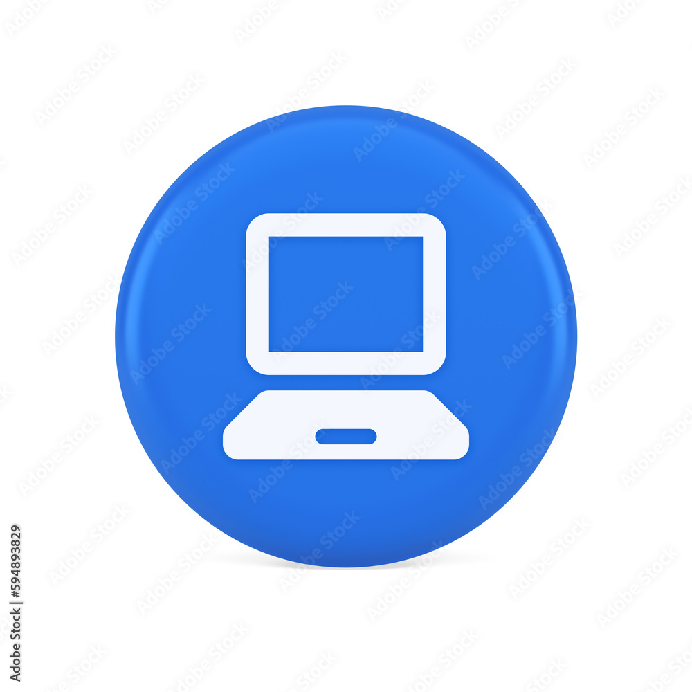 Poster computer network connection button digital information browsing 3d realistic icon