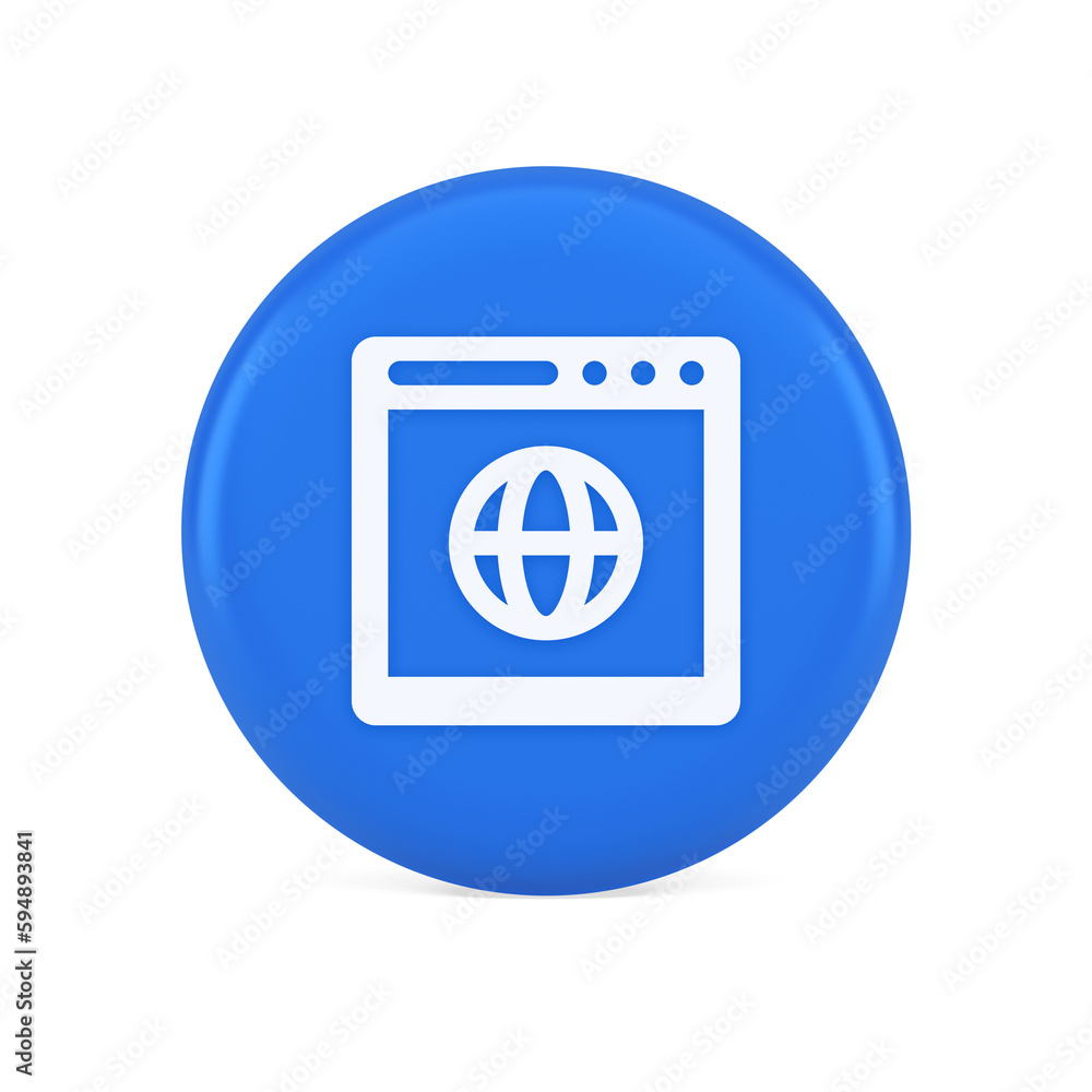 Poster browser website internet searching online connection button web page information 3d icon