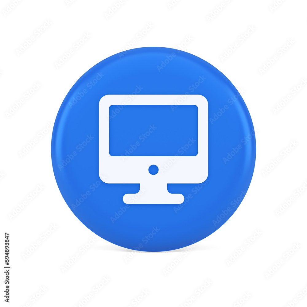 Poster computer monitor connection button cyberspace digital technology 3d realistic icon