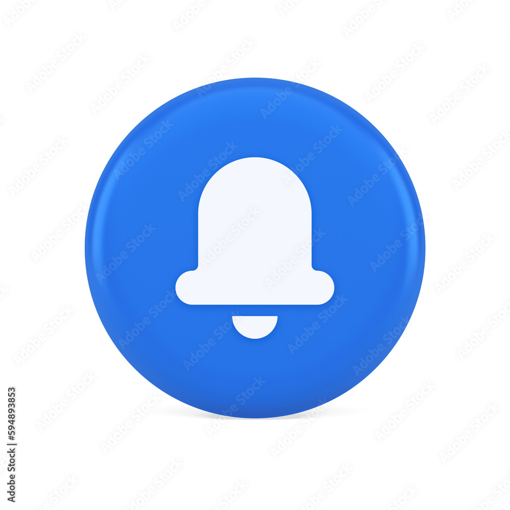 Poster handbell ring sound notification button incoming message call notification 3d realistic icon