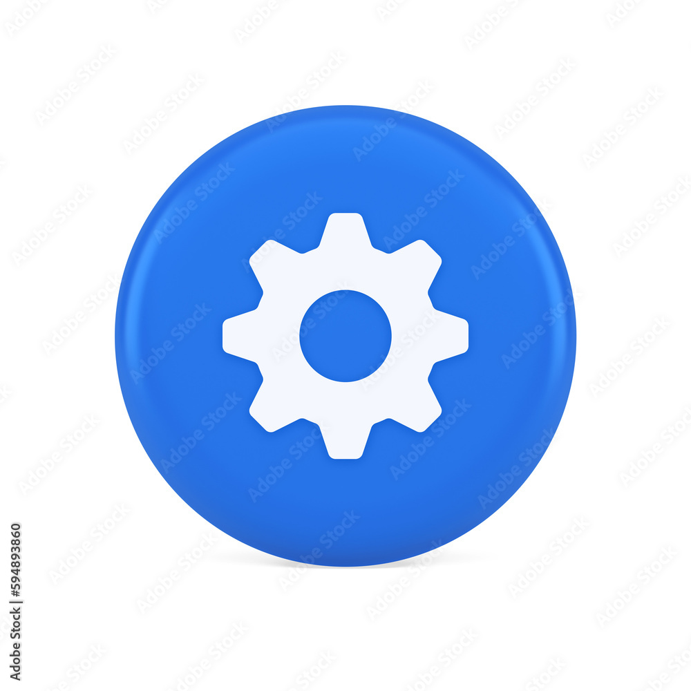 Poster cog gear button web technology setting repair business interface 3d realistic icon