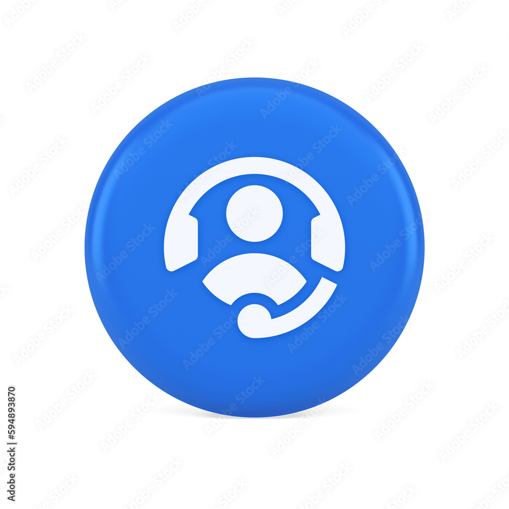 Poster customer support helpdesk assistance button call helpline connection 3d realistic icon