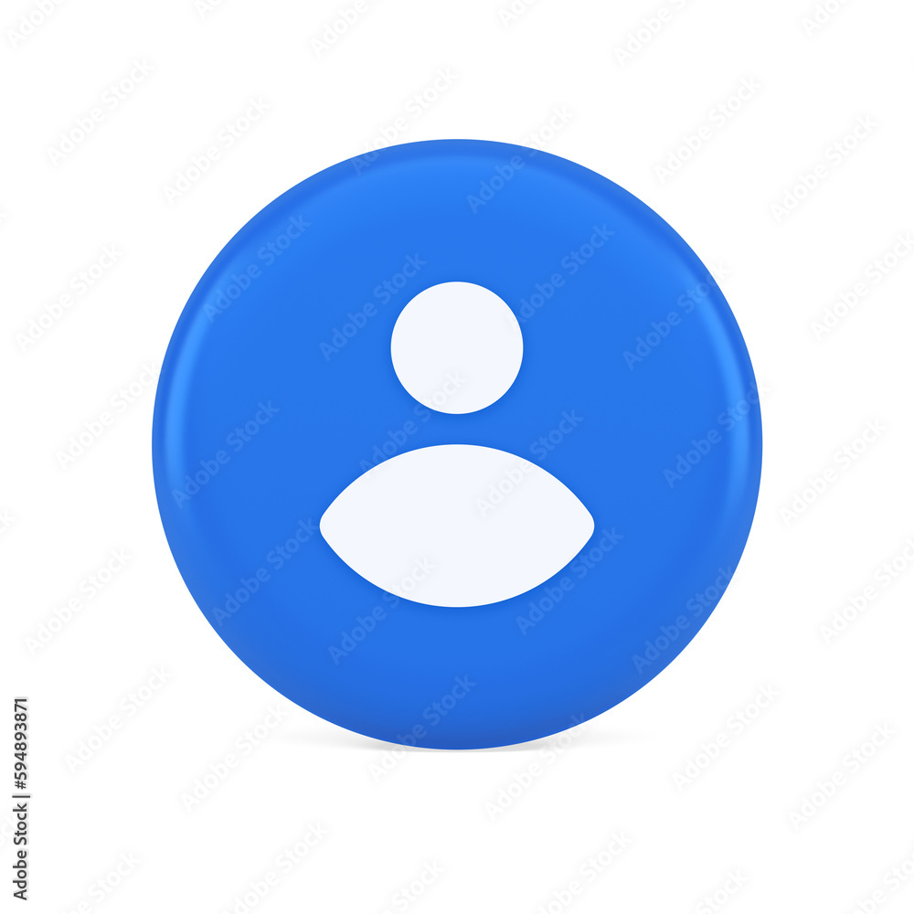 Poster member user personal data button human avatar character social character profile 3d icon