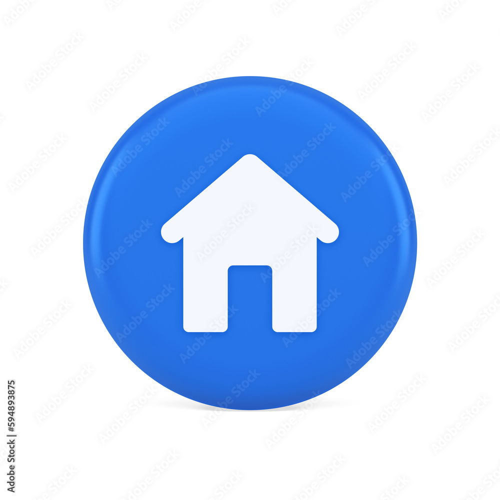 Aufkleber home page button house web symbol cyberspace application interface 3d realistic icon