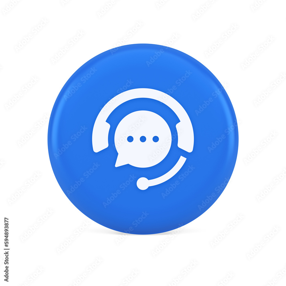 Poster customer support live chat service button information messaging consulting 3d icon