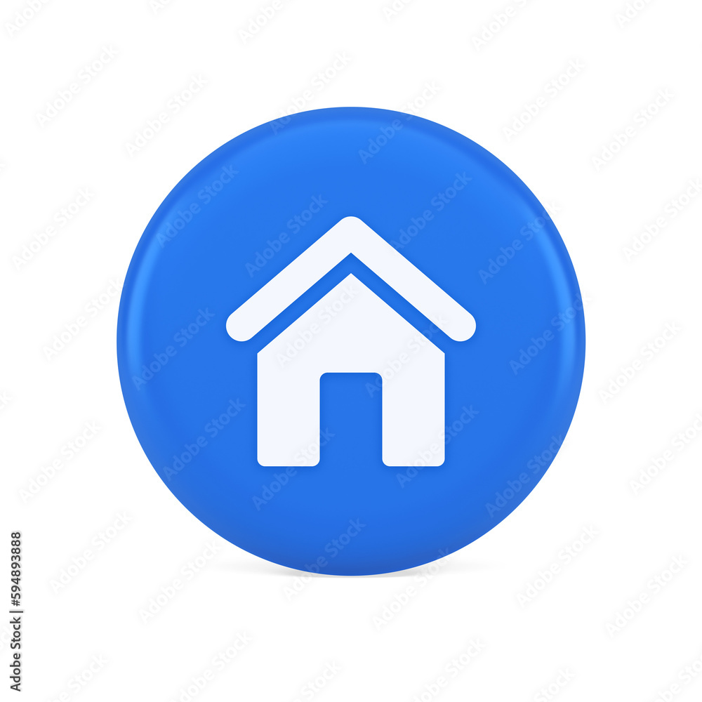 Poster main internet page button homepage house with roof navigation cyberspace interface 3d icon