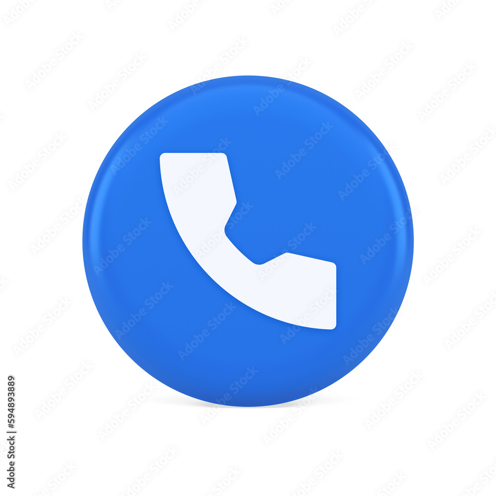 Poster phone call contact voice communication button web application design 3d realistic icon