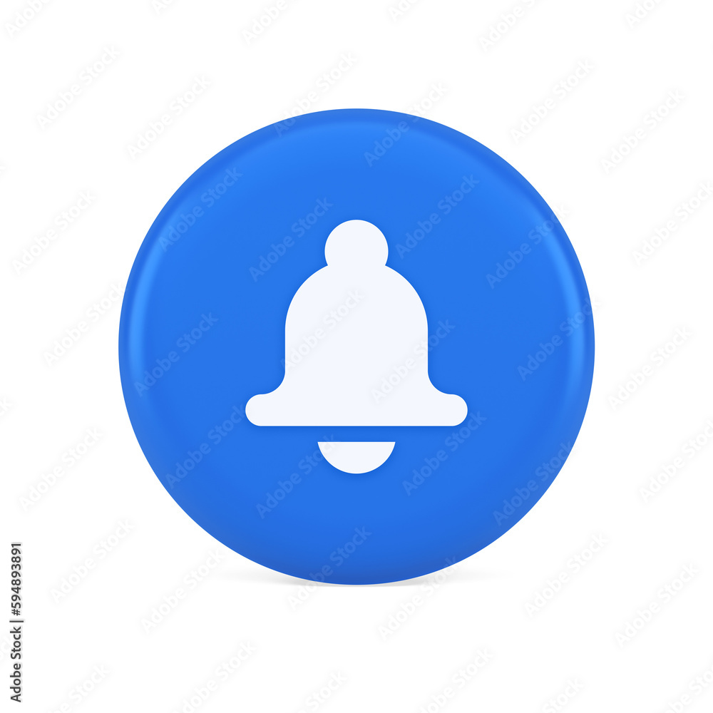 Poster bell ring audio sound button signal push reminder cyberspace interface notification 3d icon