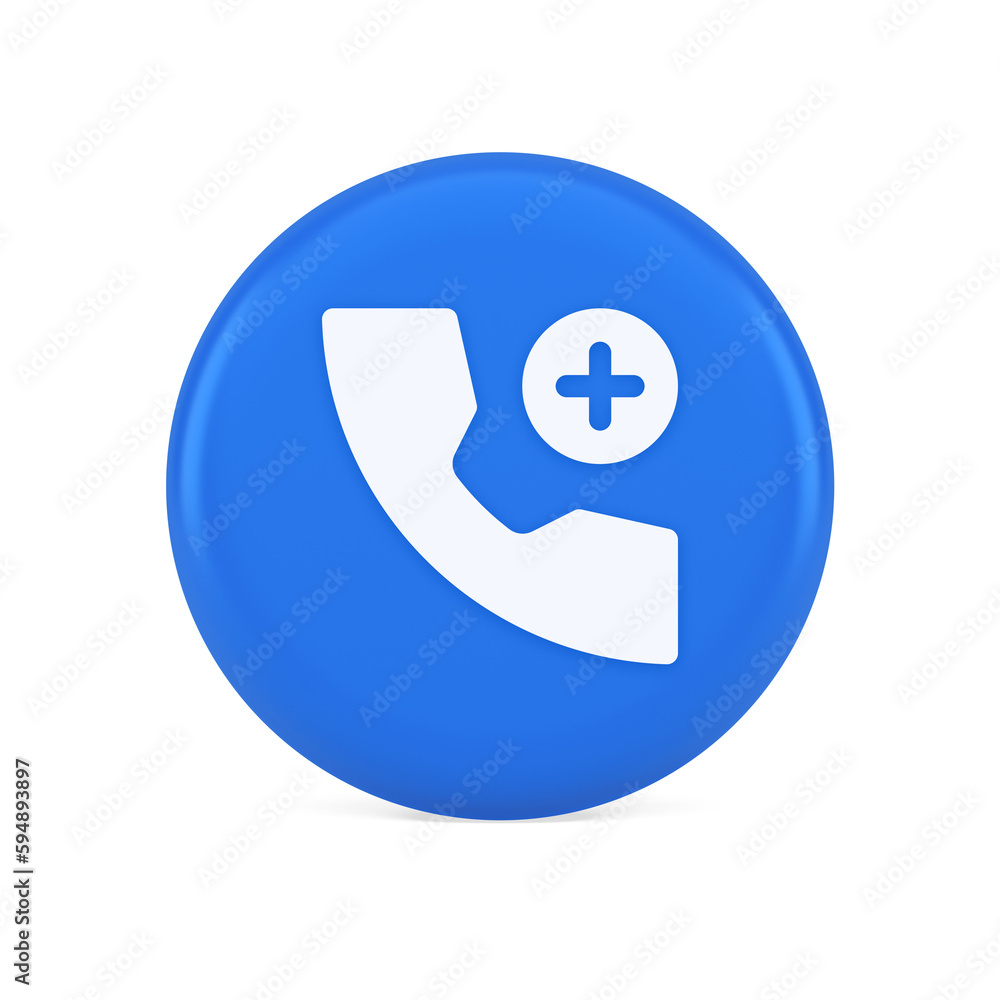 Poster phone call add contact communication button voice conversation web interface app 3d icon