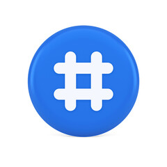 Hashtag button social network media communication symbol internet message key 3d icon