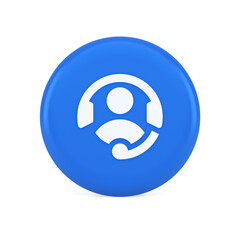 Customer support helpdesk assistance button call helpline connection 3d realistic icon