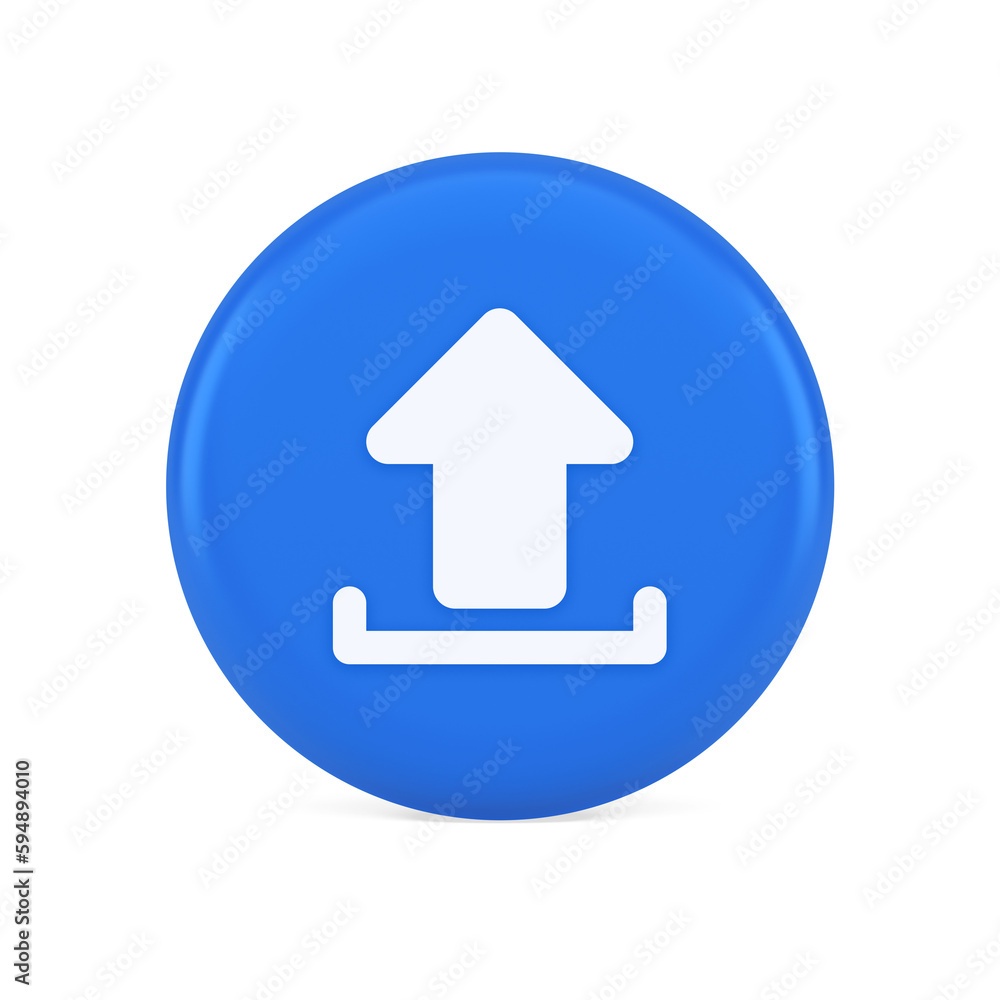 Poster upload up arrow button document multimedia file exchange cyberspace storage 3d icon