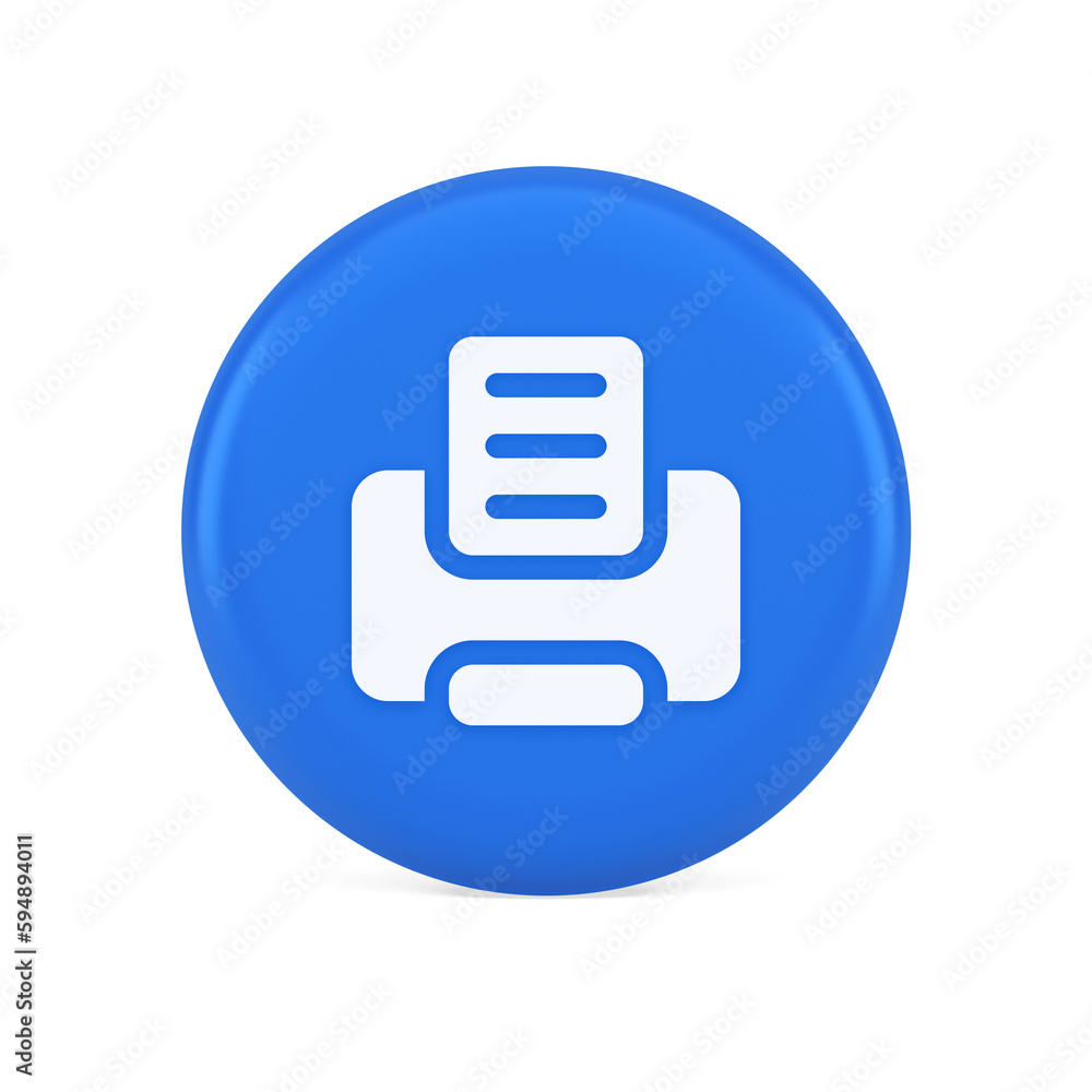 Poster printer machine device for paper document print button ink printout technology 3d icon
