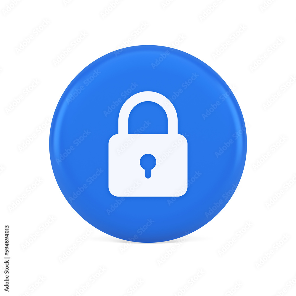 Poster padlock locking web access button password security protection safe encryption 3d icon