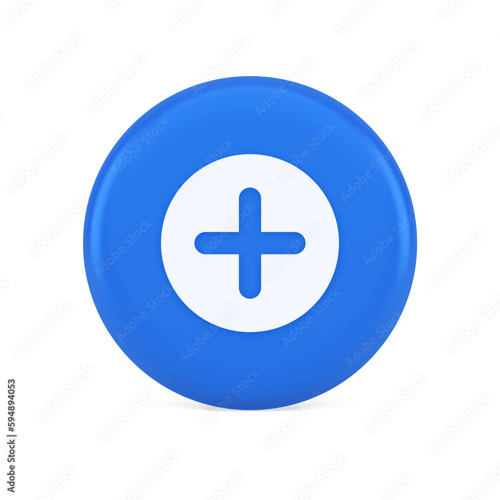 Poster plus add button mathematical addition symbol 3d realistic icon