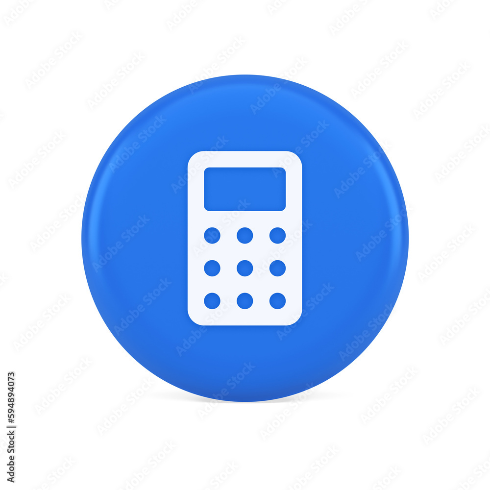 Fototapete calculator button mathematical number counting web application design 3d realistic icon