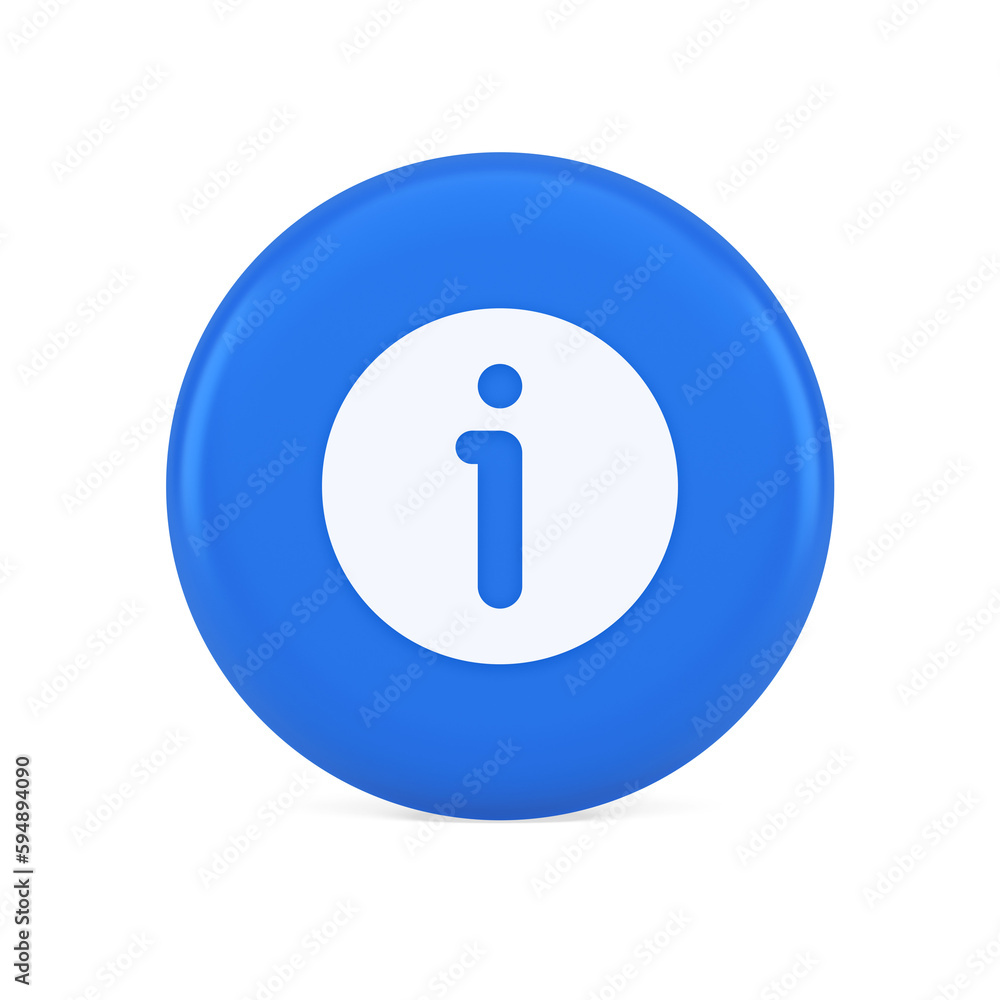 Poster info button information character faq question answer help support web app 3d realistic icon